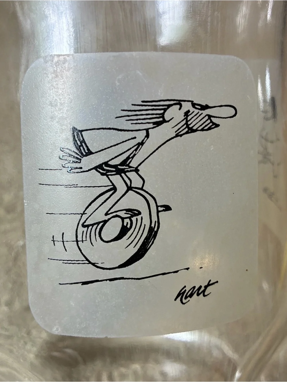 B C Comics Johnny Hart Grog 64 OZ Pitcher Dimpled Bottom Clear Glass 1970s